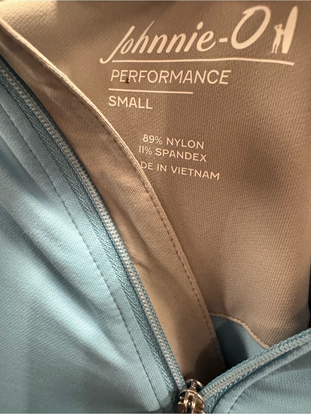 johnnie-O Light Blue and Tan Performance Shirt